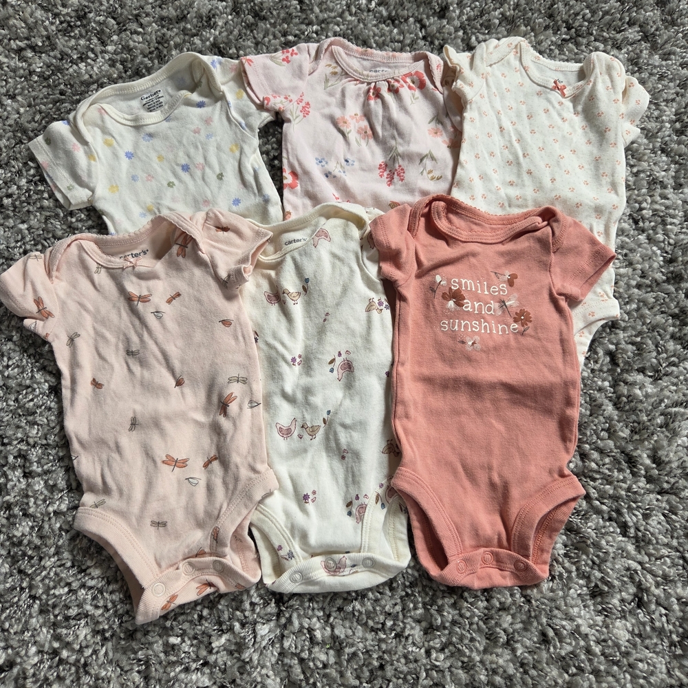 Carter's Pink and Cream Baby Bodysuits Set